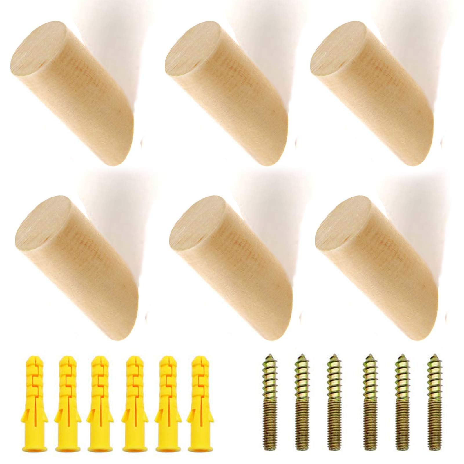 6 Stück Holz Haken, Holz Kleiderhaken, Naturholz Wandhaken, Zum Aufhängen von Kleidung Schal Hut Tasche Handmade Craft Decoritive Home