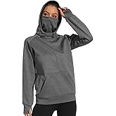 BASSDASH Women’s Fleece Fishing Hoodie with Neck Gaiter Water Resistant Performance Hiking Sweatshirt Pullover