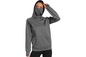 BASSDASH Women’s Fleece Fishing Hoodie with Neck Gaiter Water Resistant Performance Hiking Sweatshirt Pullover