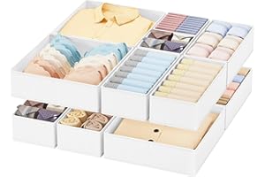 DIMJ 10 Pack Drawer Organizer Clothes - Dresser Organizers Dividers, Fabric Closet Storage Organization, Foldable Nursery Bed