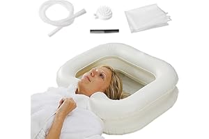 BOLESHU Inflatable Shampoo Basin for Bedside, Shampoo Tub for Locs, Portable Shampoo Bowl for Elderly, Disabled, Pregnant, Injured, Bedridden, Handicapped, Hair Washing Tray for Sink at Home (White)
