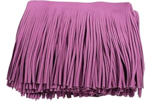 KEHUADIY 3 Yards 6 Inch Faux Leather Fringe Trim for DIY Sewing Craft Garment Hem Accessories Handbag Embellishment Decoration (Purple)