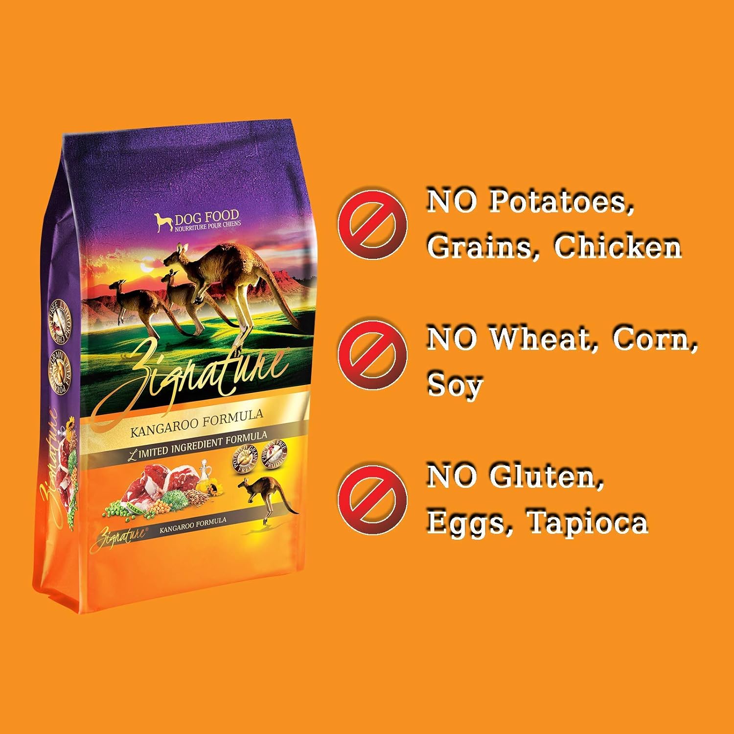 zignature kangaroo formula dog food 27 lb