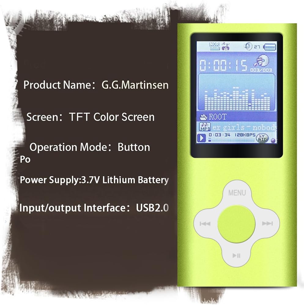 G.G.Martinsen Versatile MP3/MP4 Player with a Micro SD Card, Support Photo Viewer, Mini USB Port 1.8 LCD, Digital MP3 Player, MP4 Player, Video/Media/Music Player (greenwhite): Electronics