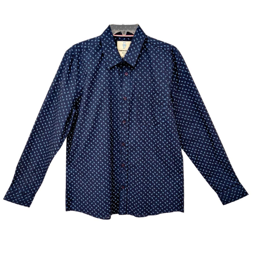 Buy Fashion & Style Navy Blue Printed Shirt at Amazon.in