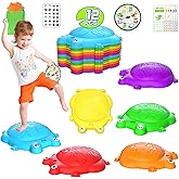Stepping Stones for Kids, 12 Pcs Frog Non-Slip Balance Steps Stones Sensory Toys for Toddler Ages 3-5, Obstacle Course Coordination Game, Indoor Outdoor Yard Games for Boys Girls