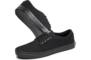 CONVOLE Non Slip Work Shoes for Men & Women Food Service, Unisex Black Casual Stain & Oil Slip Resistant Restaurant Server Sneakers, Comfortable Water Resistant Culinary Chef Kitchen Cook Shoes