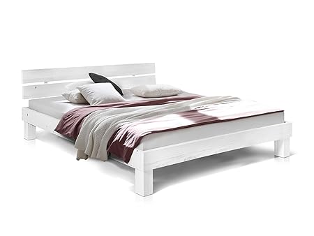 Massivholzbett Pumba Holzbett Doppelbett, Material Massivholz, Made in Germany, 180x200 cm, Weiss