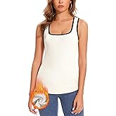 WOWENY Sleeveless Thermal Fleece Tank Top for Women V Neck Lace Tops Camisole Warm Base Layer Underwear Cold Weather