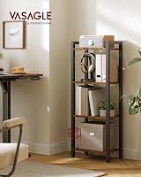 VASAGLE 4-Tier Bookshelf 24x40x107 cm Rustic Brown Ink Black LLS099B01 view 2