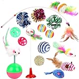 Cat Toys Kitten Toys Assortments, 16PCS Variety Kitty Toy Set Including Interactive Feather Teaser Toy, Mouse Tumbler, Mylar 