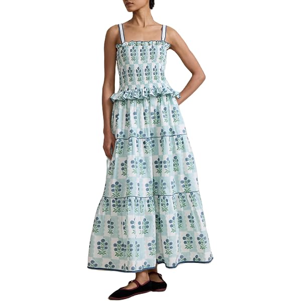 Adernlia Floral Maxi Dress, Women Floral Flowy Maxi Dress, Spaghetti Straps  V Neck Patchwork Flowy Boho Sundress (US, Alpha, Small, Regular, Regular,  Blue) at Amazon Women's Clothing store