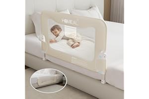 HOMEAL Bed Rail for Toddlers, 32in Swing Down Toddler Bed Rails with U-Shape Base, Foldable Baby Bed Rail Guard, Twin Size, Full Size, Queen Size, King Size Beds, Bed Rail for Baby, Beige