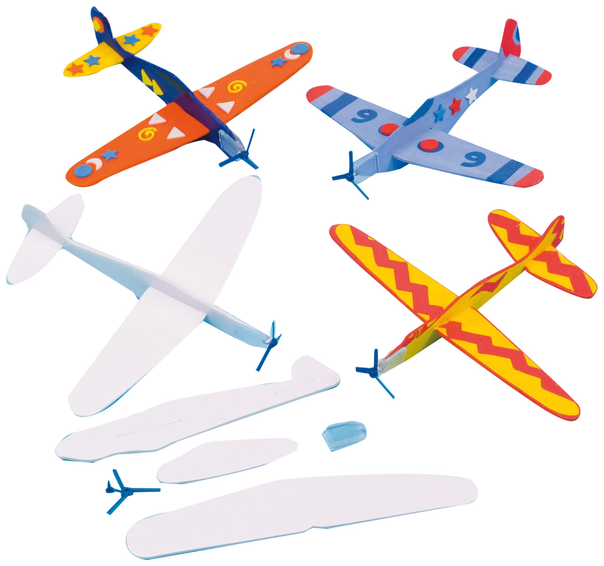Baker Ross Make Your Own Flying Gliders, Arts and Crafts for Kids to Colour in, Party Bag Fillers, Games and Prizes (Pack of 8) , Assorted , EV1813