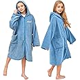 Hiturbo Kids Bath Towel Hoodie: Soft Plush Zipper Surf Poncho - Warm Fleece Changing Towels Swimming Outerwear (Blue)
