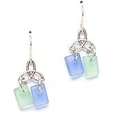 Sea Glass Celtic Knot Earrings - Sterling Drop Beach Earrings for Women by EcoSeaCo, using recycled and sustainable material. Handmade in the USA