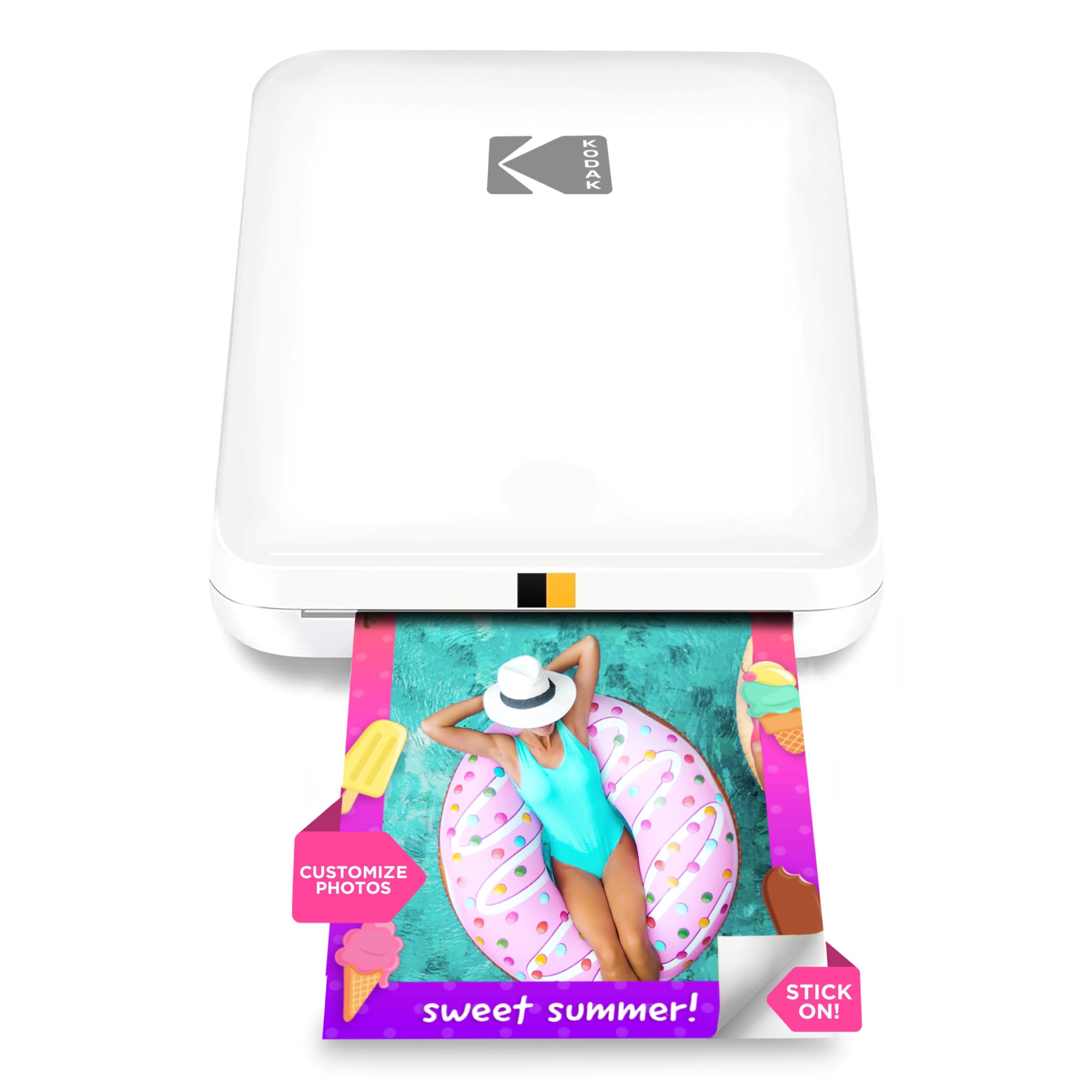 Impresora fotográfica instantánea KODAK Step Slim para teléfono inteligente - Impresora móvil inalámbrica portátil y elegante en color - Fotos adhesivas Zink de 2x3 - Imprima desde dispositivos iOS y Android con Bluetooth con la aplicación divertida - Bl