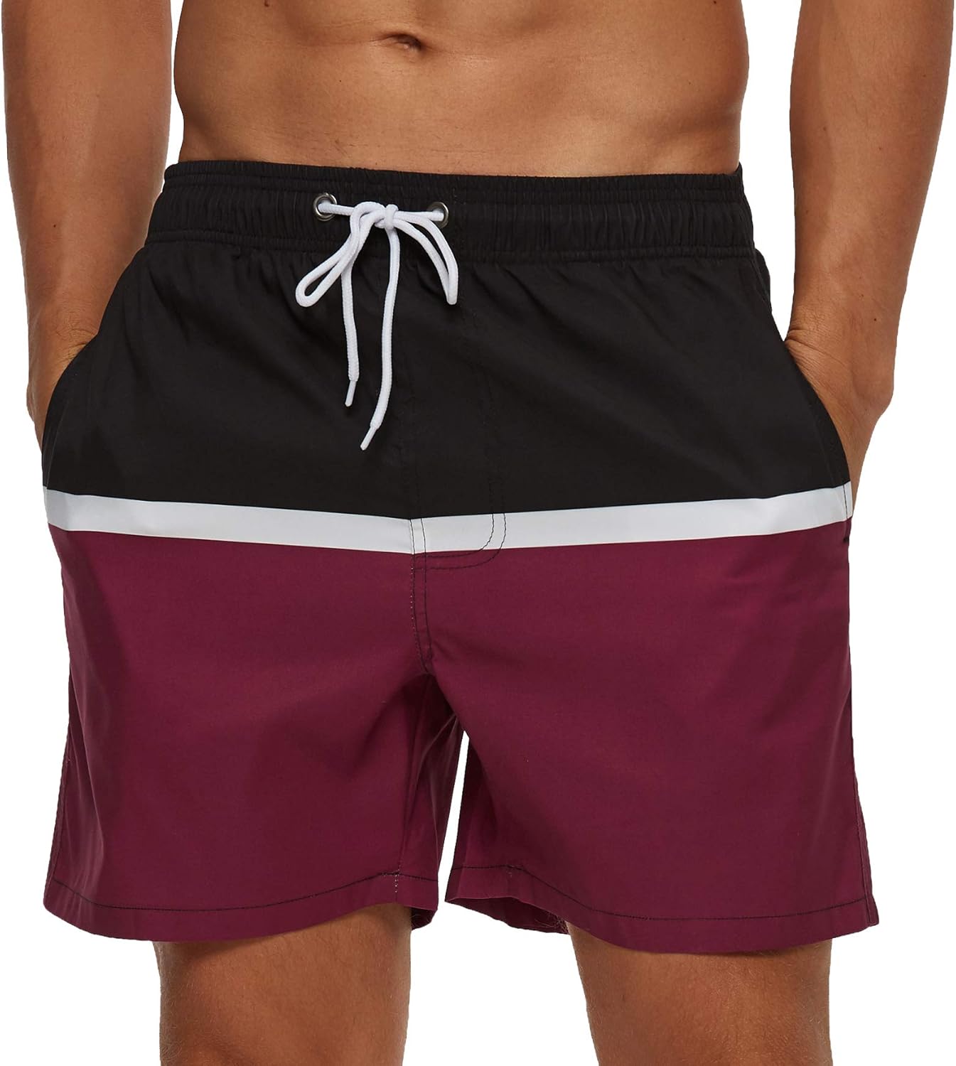 SILKWORLD Men's Swim Shorts Quick Dry Swimwear Sports Swim Trunks with Mesh Lining: Clothing