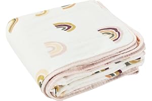 ZPECC Muslin Baby Blanket Thicker, 30x40 Organic Cotton Newborn Receiving Quilt Hypoallergenic for Baby Essentials Swaddle Crib Stroller, Rainbow