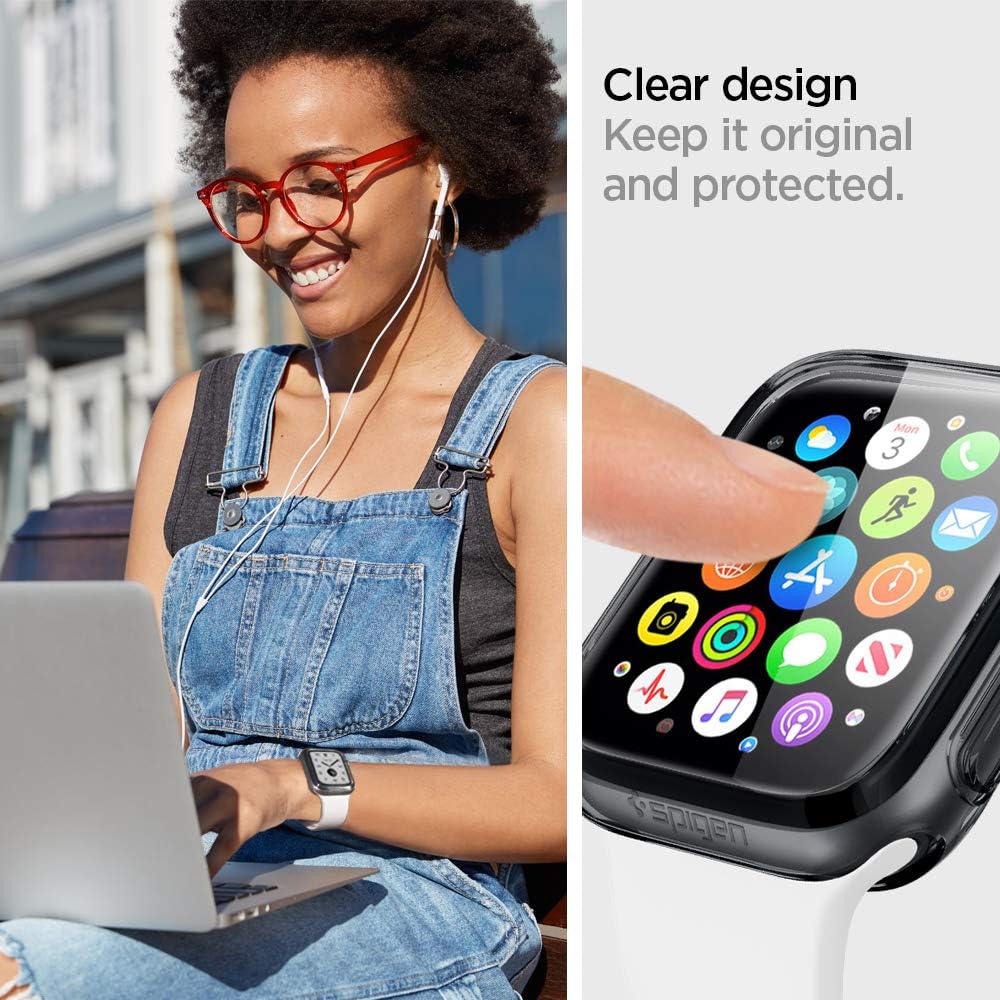 Spigen Ultra Hybrid Compatible with Apple Watch Case for 44mm Series 6/SE/5/4 - Space Crystal, Black, Clear - Image 4