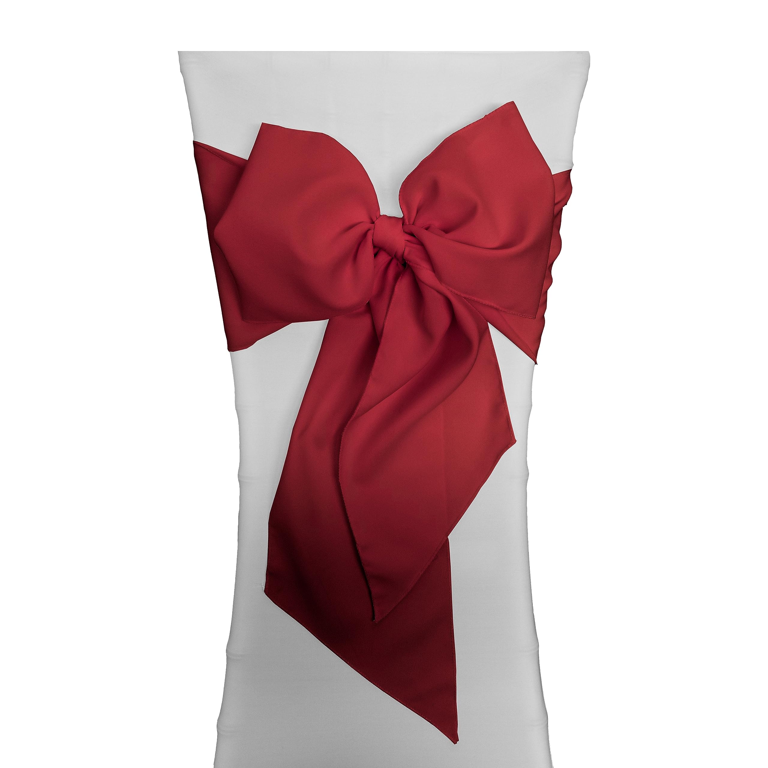 LA Linen Pack of 10 Polyester Poplin Chair Bows 8 by 108-Inch, Cranberry, 20.32 x 274.32 x 0.04 cm — image 1