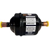 Appli Parts APFD-053S 3/8 in Liquid Line Refrigerant AC Filter Drier hvac Refrigeration 053S ODF Sweat Solder connection universal unidirectional 4-1/2 in long 2 in wide