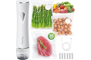 Fiyxlop Handheld Vacuum Sealer, Premium Vacuum Sealer for Food + 35 Reusable Sous Vide Bags, Powerful Vacuum Food Sealer for Kitchen, Home, BBQ, Travel