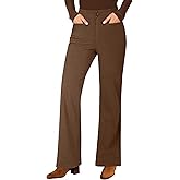 GRAPENT Corduroy Wide Leg Pants Woman High Waisted Trendy Fall Work Casual Elastic Waist Duo Button Welt Pocket Trousers