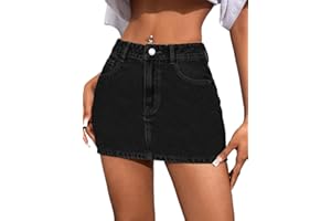 CaniBtr Jean Skorts for Woman Trendy High Waisted Stretchy Y2k Mini Skirt Denim Shorts Skort