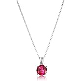 Amazon Essentials Sterling Silver Round Cut Birthstone Pendant Necklace 18"