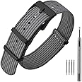 ANNEFIT Nylon Watch Band 16mm 18mm 20mm 22mm, One-Piece Waterproof Military Watch Straps with Heavy Buckle
