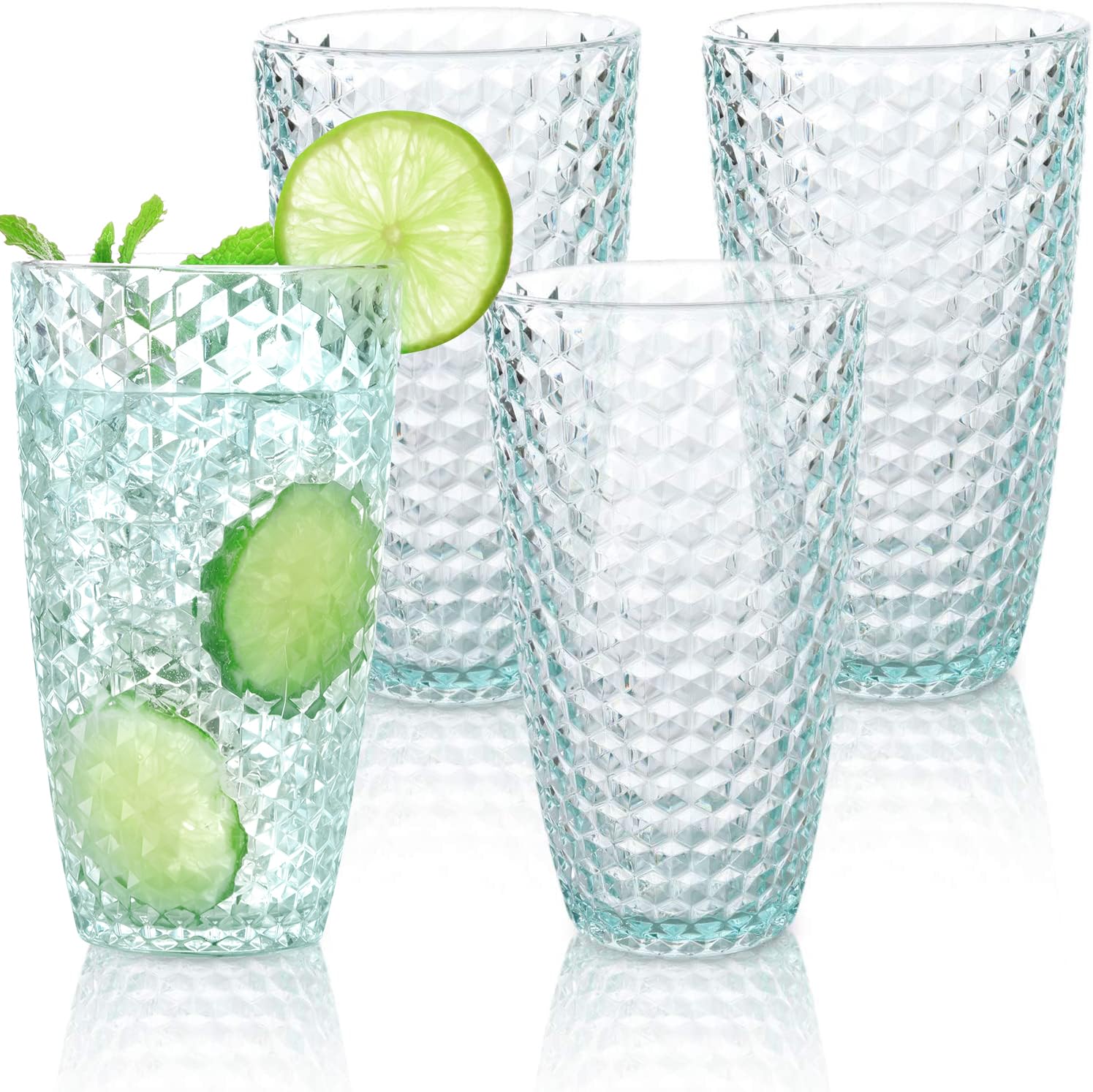 BELLAFORTE Shatterproof Tritan Plastic Tall Tumbler, Set of 4, 19oz - Laguna Beach Drinking Glasses - Unbreakable Tritan Drinking Glasses for Parties - BPA Free - Clear
