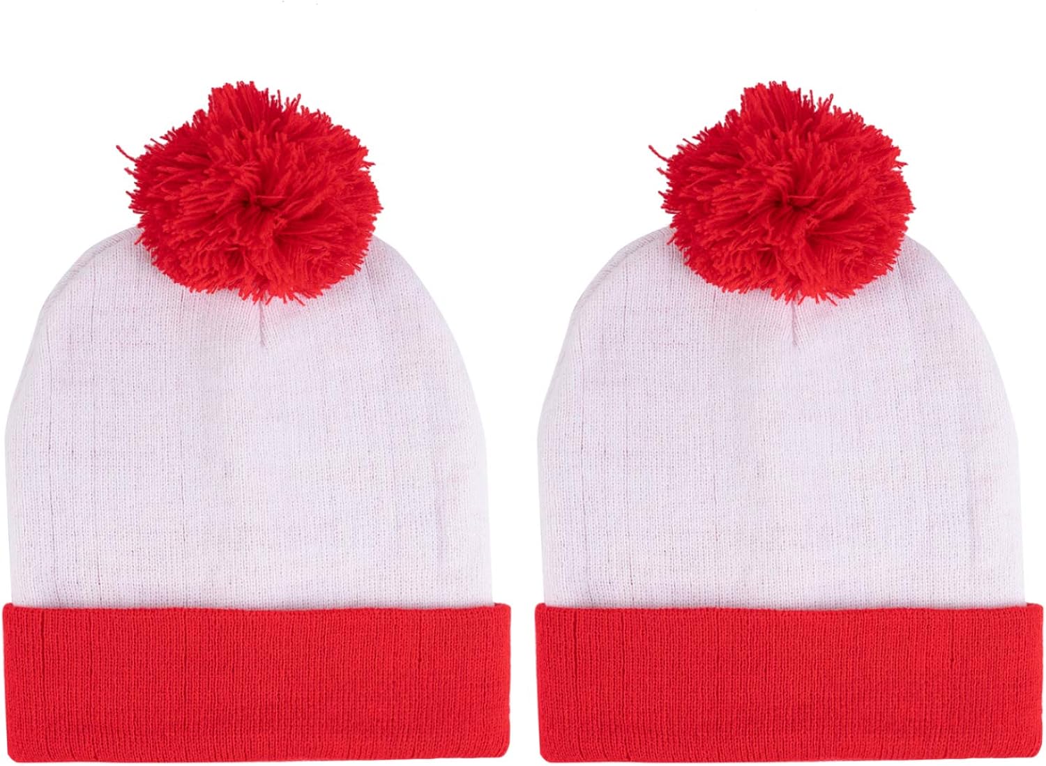 red winter hat with pom pom