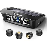 Tymate TM3 RV Tire Pressure Monitoring System, Tire Pressure Monitor with Solar Charge, TPMS with 4 Sensors(Max to 10) & 6 Al