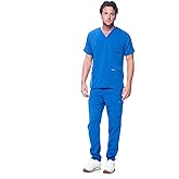 Dagacci Medical Uniform Unisex Women and Men’s V-Neck Super Stretch Scrub Set