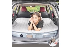 KMZ SUV Air Mattress with Built-in Electric Pump - Thickened and Flocked Car Bed Mattress for Travel and Camping - 660lb Weight Capacity - Grey