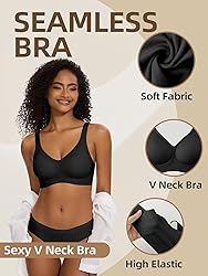 Women's V Neck Bra Wireless Push Up Bralette Padded