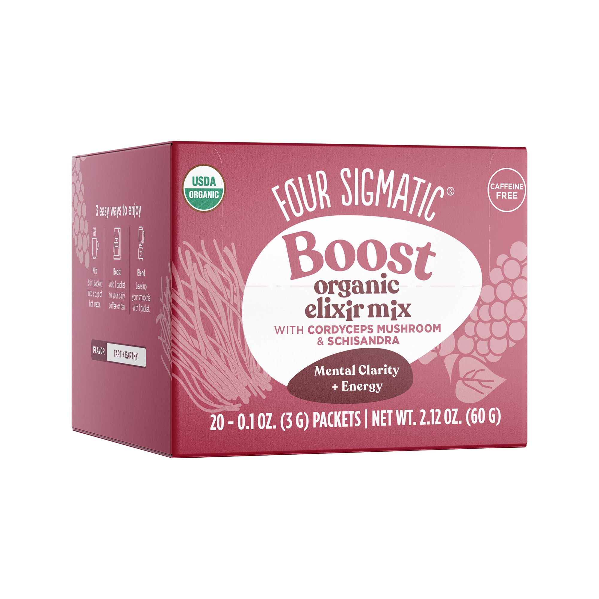 Four Sigmatic Cordyceps Mushroom Elixir | Coffee Alternative with Organic Cordyceps Mushroom Powder, Rose Hips & Schisandra | Support Energy & Athletic Performance, Keto | Pack of 20