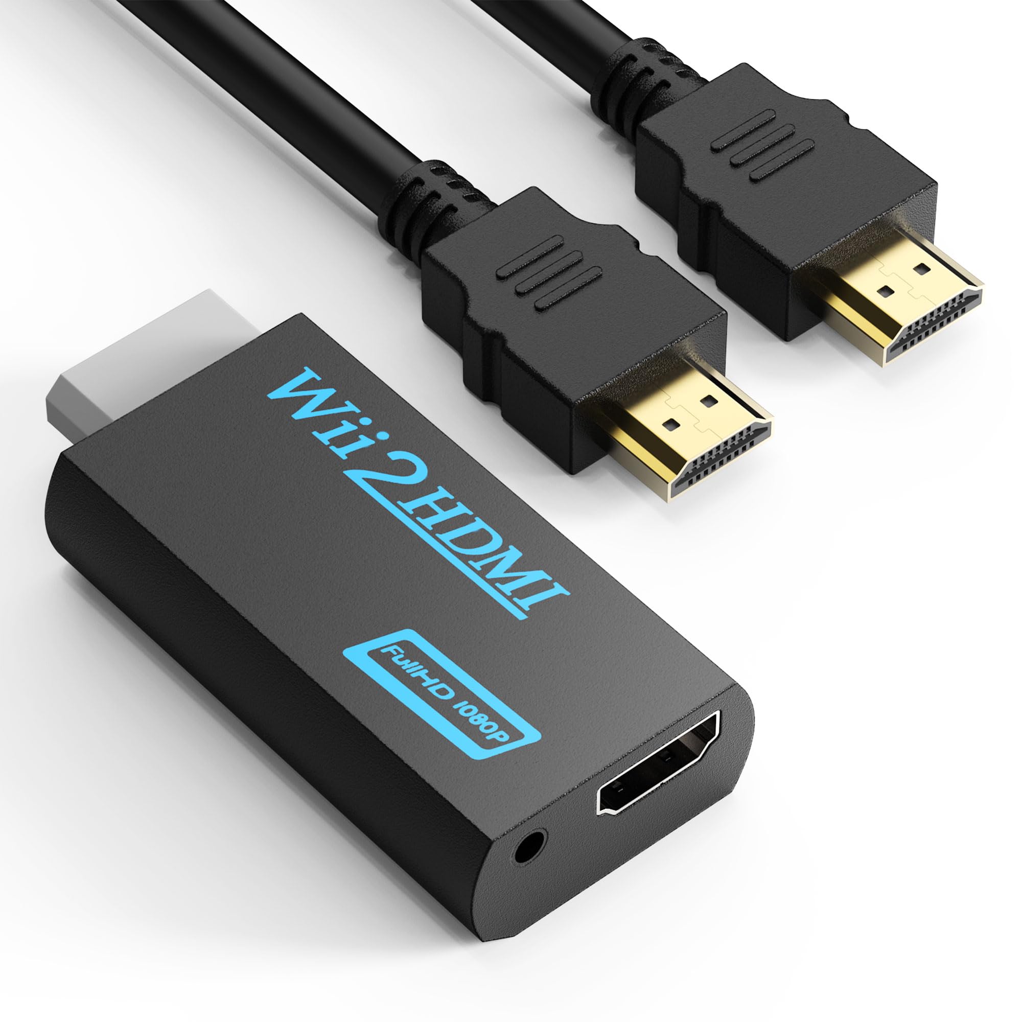 GoldOars Wii to HDMI Adapter with 1.5m Cable, Converter for Retro Game, 1080/720 Immersive Visual, 3.5mm Audio output, Plug and Play, Fit for Modern TV (Black)