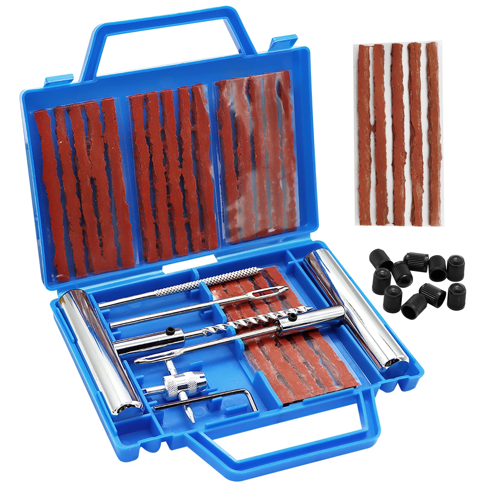 Iceten Tyre Repair Kit, Tyre Puncture Repair Kit with Storage Box Emergency, 42 Pcs Tubeless Tyre Repair Tool Kits, Flat Tyre Plug Tools For Bikes, Auto, Motorcycle, Jeep, Truck, Van