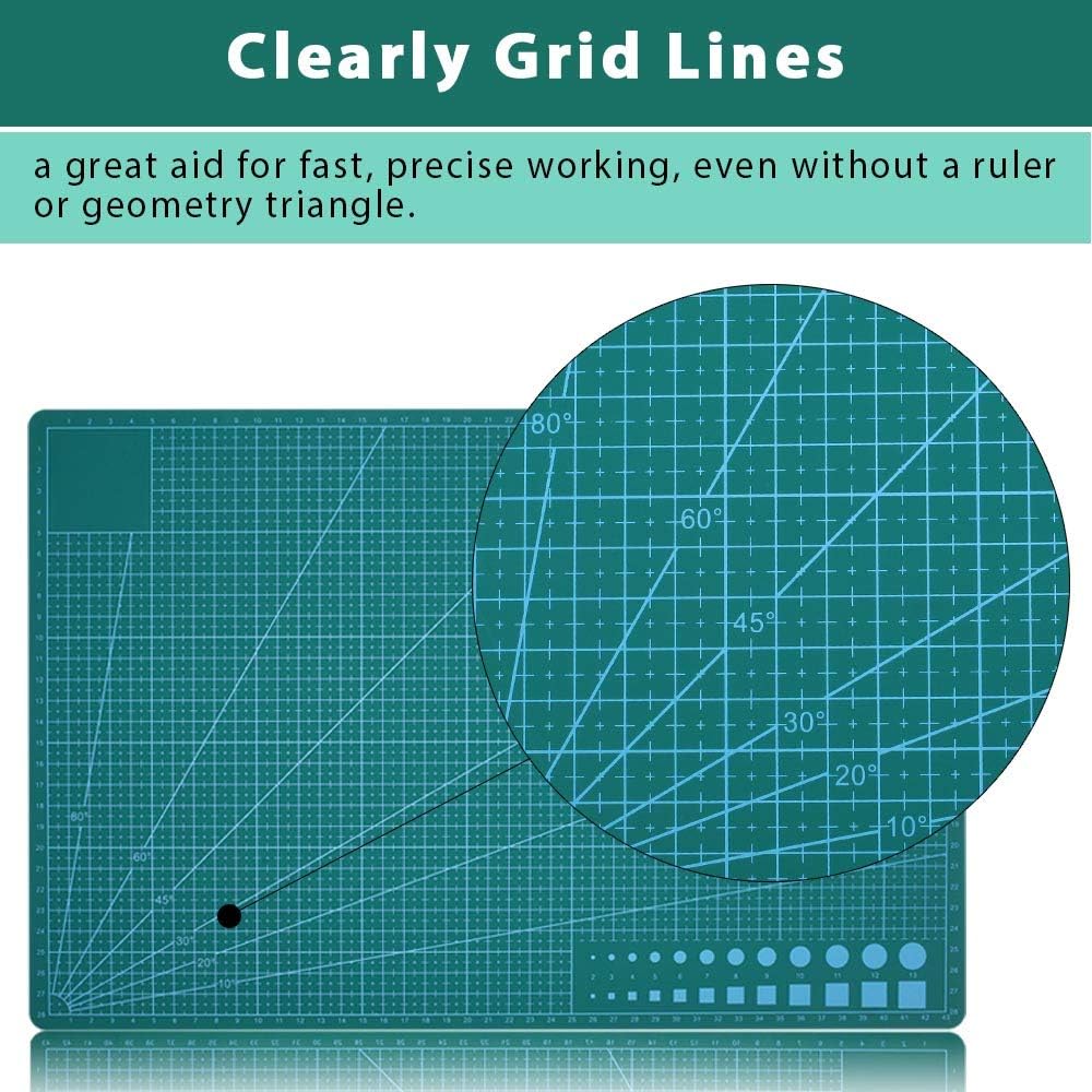 A3 Cutting Mat Double Sided Self Healing 5 Layers Recyclable Non Slip PVC Cutting Board Manual DIY Tool - 45cm x 30cm x 3mm Green - Image 4