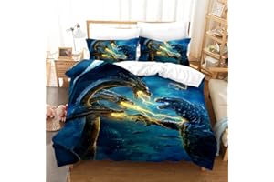 sonicpony Duvet Cover Set Boys Full Queen Size Dinosaur Comforter Cover Bedding Set 3D Fly Dragon Kids Men 1 Piece Duvet Cover 2 Pillow Shames No Comforter (Dino18, Full/Queen)