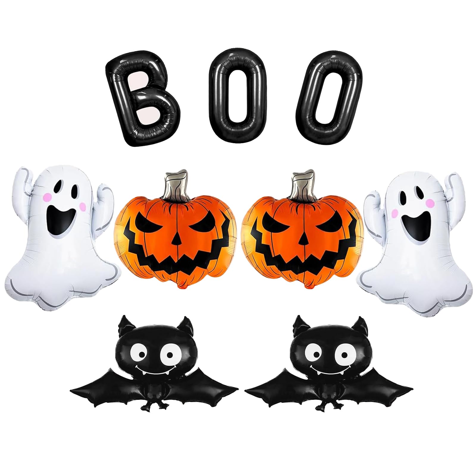 Photo 1 of 9 PCS Halloween Party Decorations, Big Halloween Pumpkin Balloons, Black Bat and White Ghost Balloons, Black BOO Balloon for Theme Birthday Party Decorations