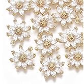DanLingJewelry 20 pcs Chrysanthemum Charms Real 18K Gold Plated Micro Pave Cubic Zirconia Charms for Jewelry Making 15x14mm