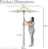 Christow Tilting Garden Parasol Umbrella UV Protective Polyester Canopy with view 7