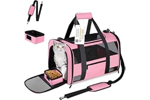 CUSSIOU Large Cat Carrier Dog Carrier Pet Carrier for Medium Small Dogs, Collapsible Soft Sided Pet Carrier for Cats Dogs Puppy of 25 Lbs, Pink