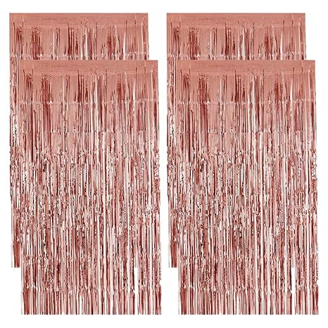 Foil Curtains 1m X 2m Rose Gold Silver Shimmer Curtain For
