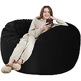 HABUTWAY Bean Bag Chair: Giant 6' Memory Foam Furniture Bean Bag Chair with Microfiber Cover - 6Ft,Black