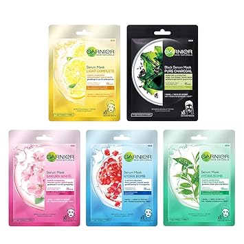 Download Garnier Skin Naturals Face Serum Sheet Mask Light Complete Hydra Bomb Blue Sakura White Hydra Bomb Green Charcoal Pack Of 5 220 Pack Of 5 Amazon In Beauty Yellowimages Mockups