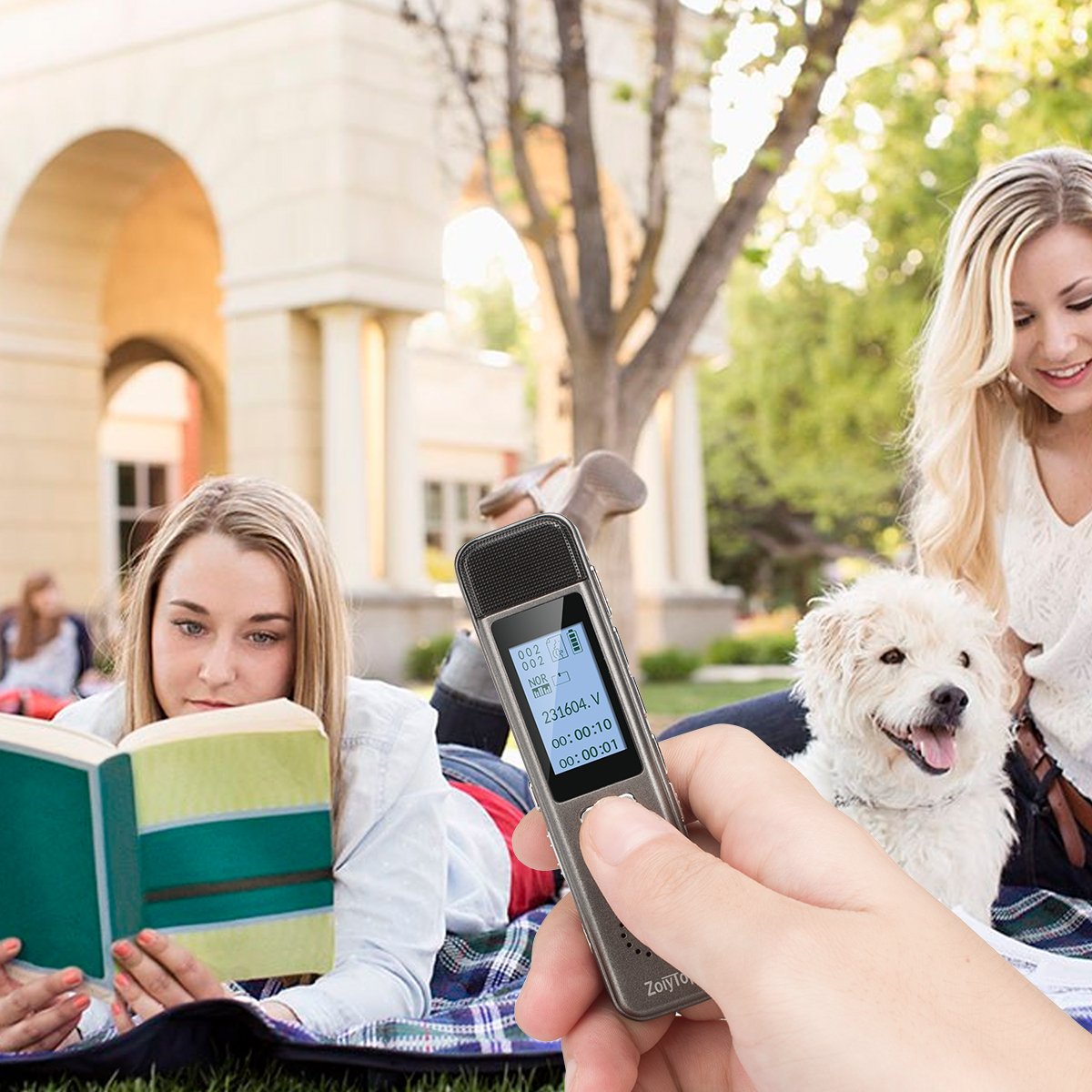 Digital Voice Recorder, ZoiyTop 8GB 3072Kbps Sound Audio Recorder Dictaphone,Double Microphone HD Recording,Premium Quality Metal Casing,Noise Cancelling, MP3 Player